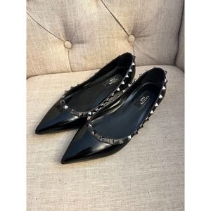 Spiky Rockstud Black Patent Flats